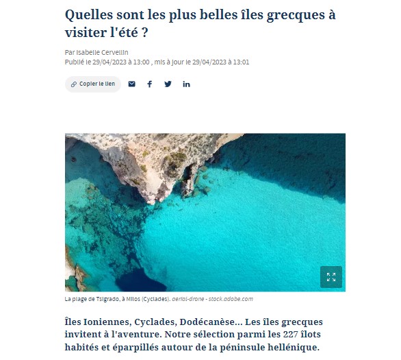«Le Figaro»: «Το ομορφότερο ελληνικό νησί για διακοπές - Πεζοπορία, τοπική κουζίνα και εξαιρετικές τουριστικές υπηρεσίες»